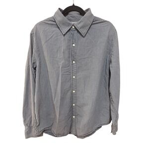 Levis Men XL Blue White Gingham Micro Check Cotton Button Down Shirt Long Sleeve